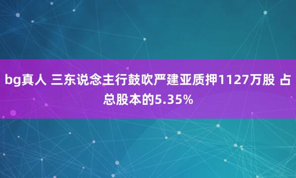 bg真人 三东说念主行鼓吹严建亚质押1127万股 占总股本的5.35%