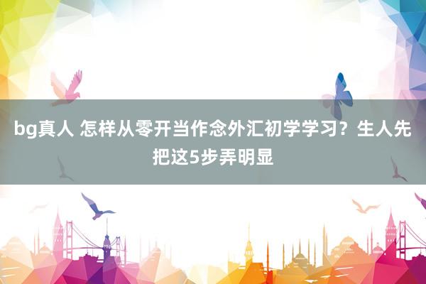 bg真人 怎样从零开当作念外汇初学学习？生人先把这5步弄明显